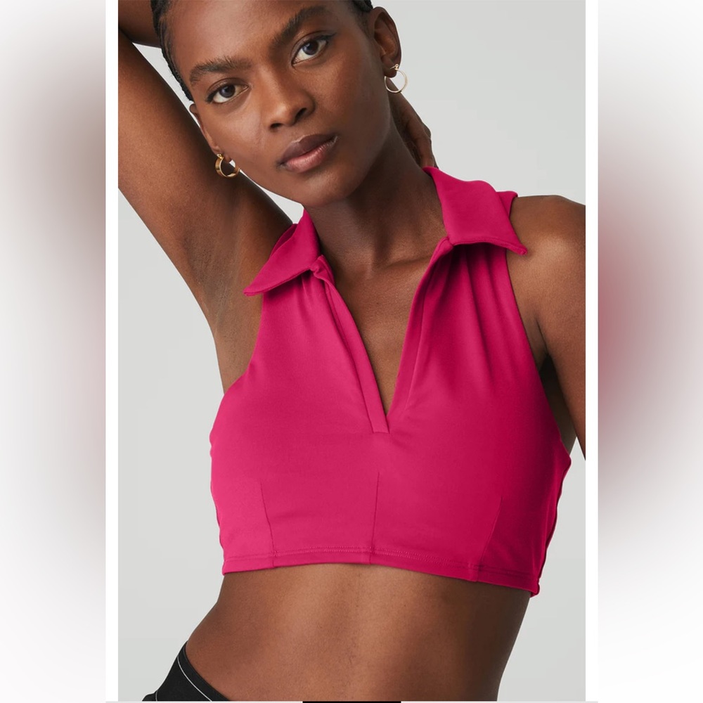 NWT Alo Charmed Collar Bra Tank Magenta Crush